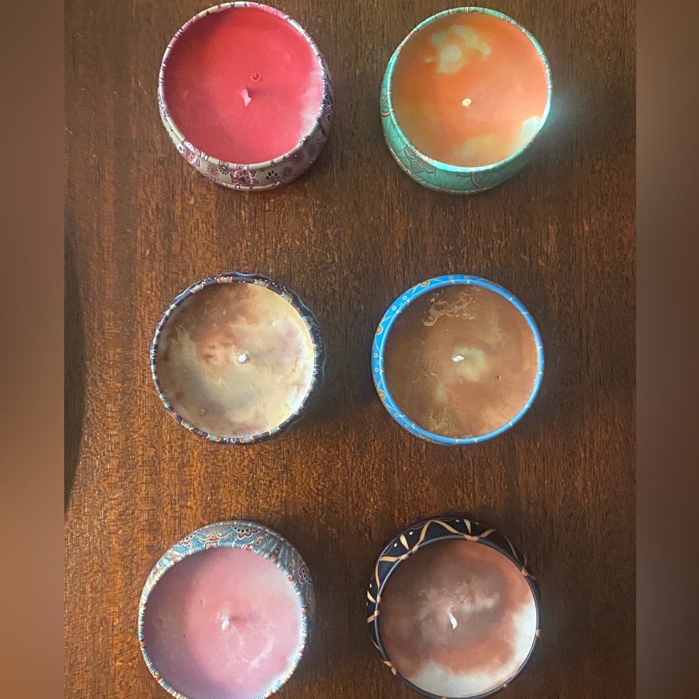 Set of 6 New hand poured Soy travel size / bedside candle samplers.strong scent